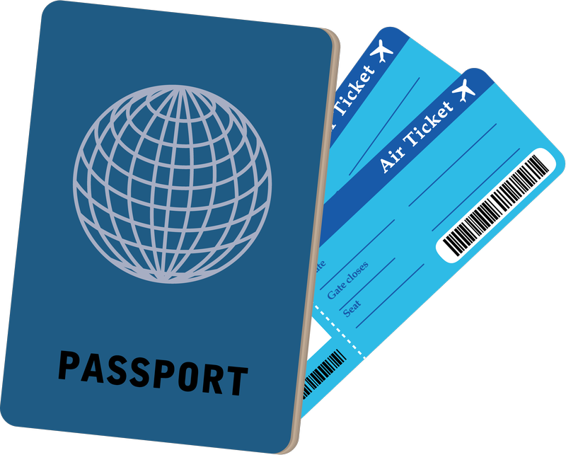 passport, ticket, flight